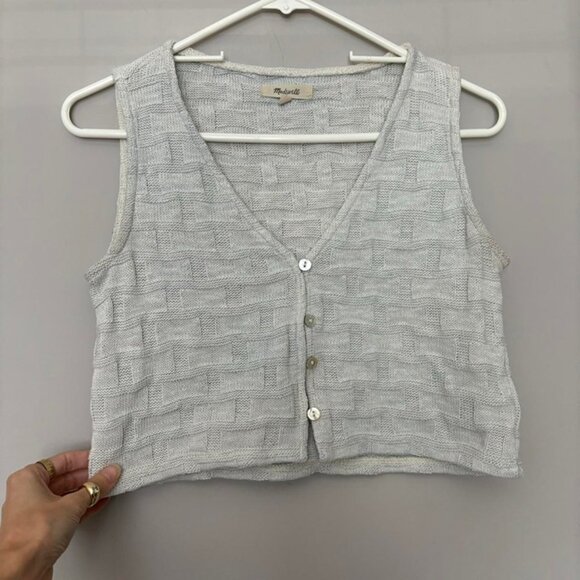Madewell baby blue cropped sweater vest button up tank - Picture 3 of 4